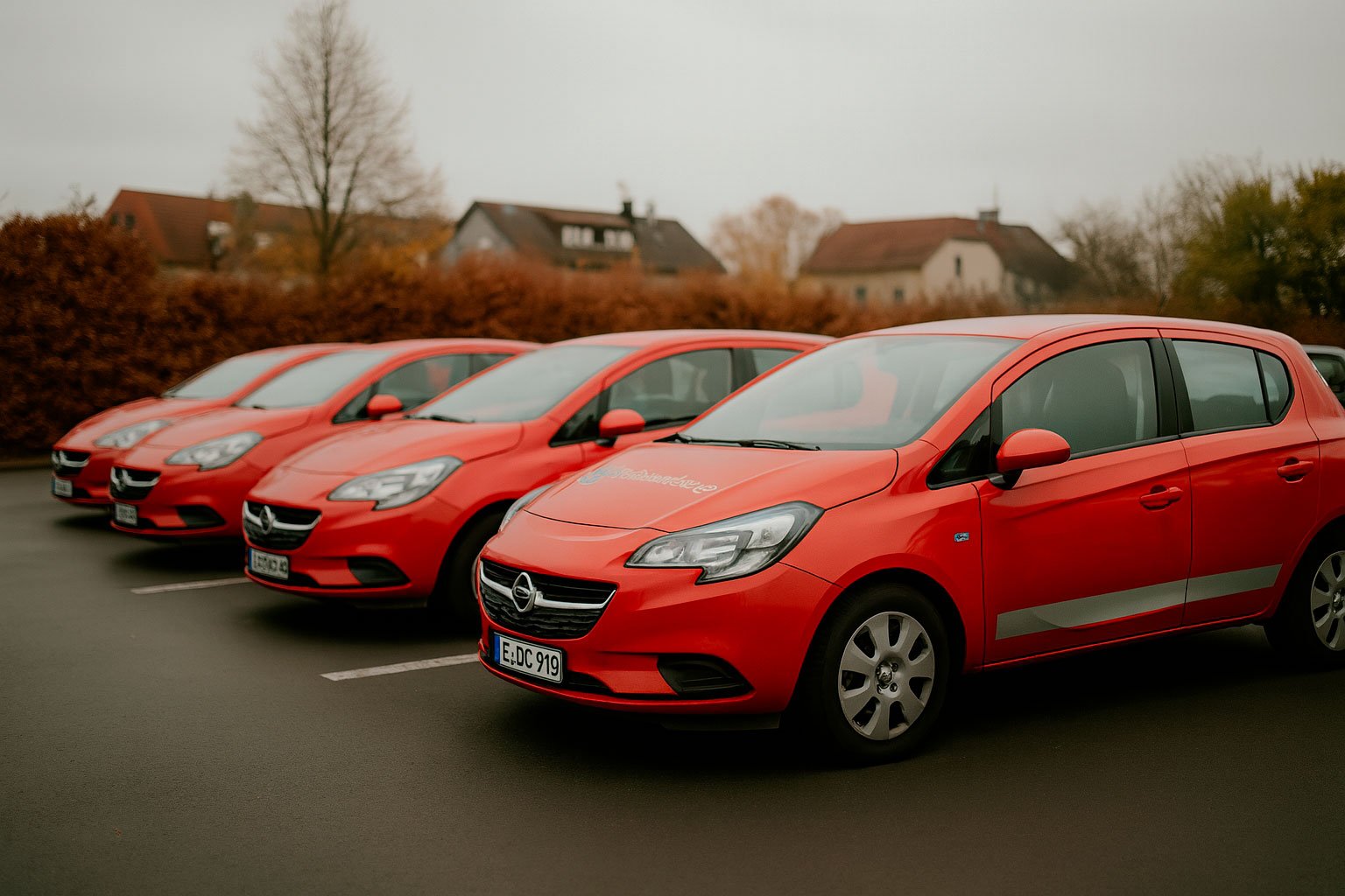 Filas-de-coches-rojos-en-aparcamiento